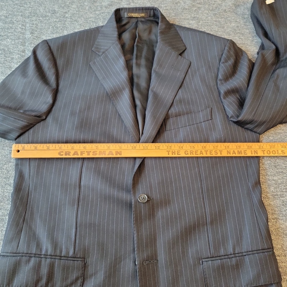Corneliani Suit Men's 42R Wool 3 Piece Pinstripes Black Pants 35x31 Vest (52 EU) - Picture 5 of 15